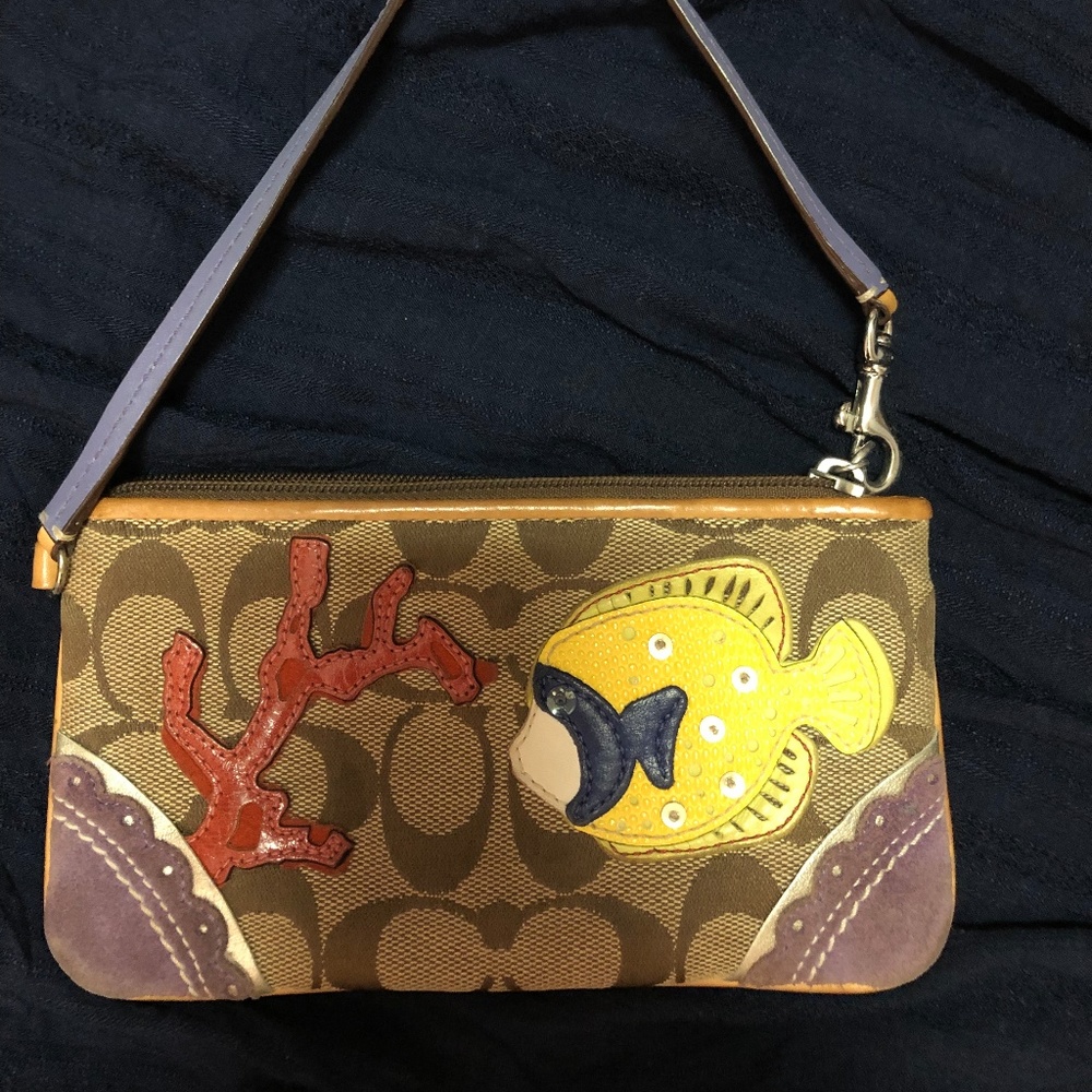 Authentic Coach Clutch / Wristlet - Fish Design